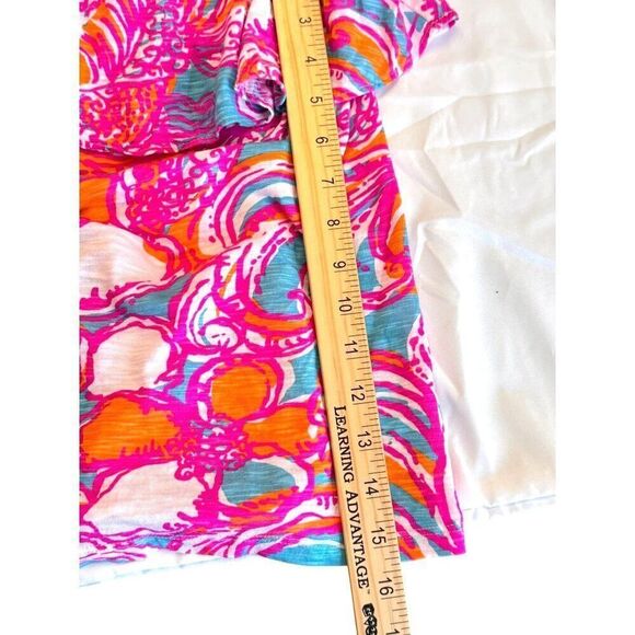 Lilly Pulitzer Strapless Ruffle Top XS Multi-Color EUC Bright Pink Orange Blue P - Picture 7 of 9